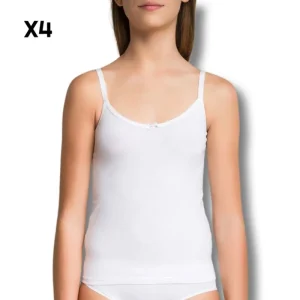 Pack 4 Débardeurs Fille Blanc Avec Papillons