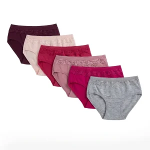 Pack 6 slips fille dentelle